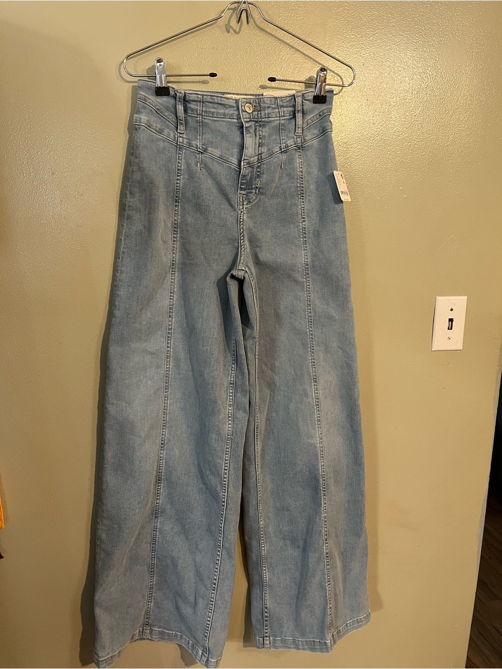 We the Free Libre Wide Leg Seamed Palermo Light Wash Jeans 27 NWT